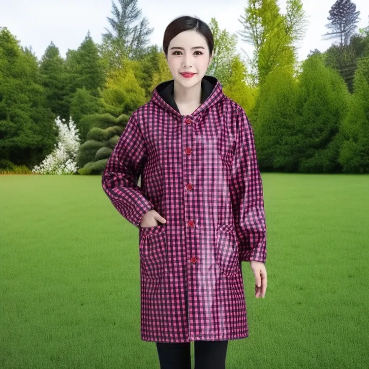 冬季加绒防水厨房罩衣加厚休闲时尚家用罩衣女款干活专用防水围裙