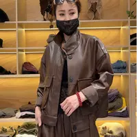 6187秋款个性时尚水洗PU皮短款外套