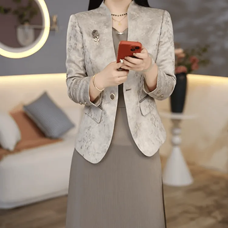  A399【外套+连衣裙】2025早秋新款时尚优雅气质女人味显瘦套装裙