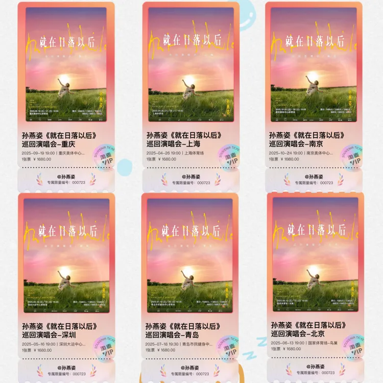 孙燕姿演唱会纪念门票根冰箱贴定制亚克力NFC周边收藏票物料应援