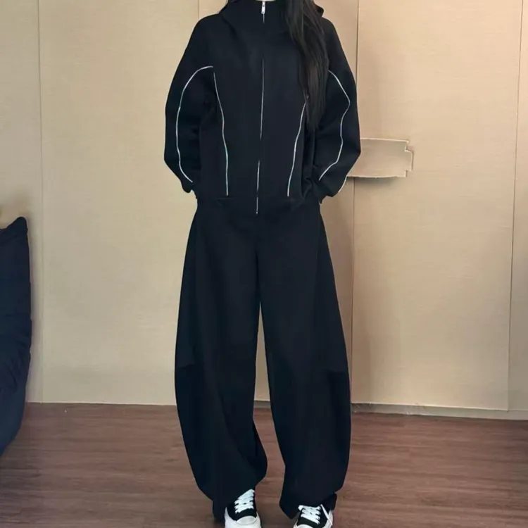 【清仓】高个子加长定制秋冬潮牌连帽卫衣套装休闲长裤宽松套装