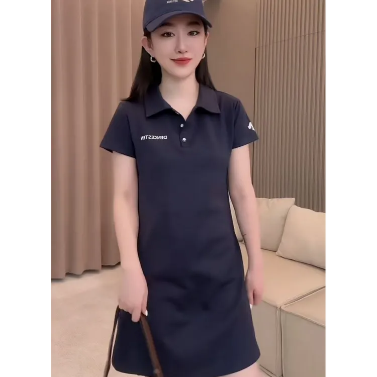 简约休闲气质高级感白色连衣裙女2025夏季直筒显瘦POLO裙12263