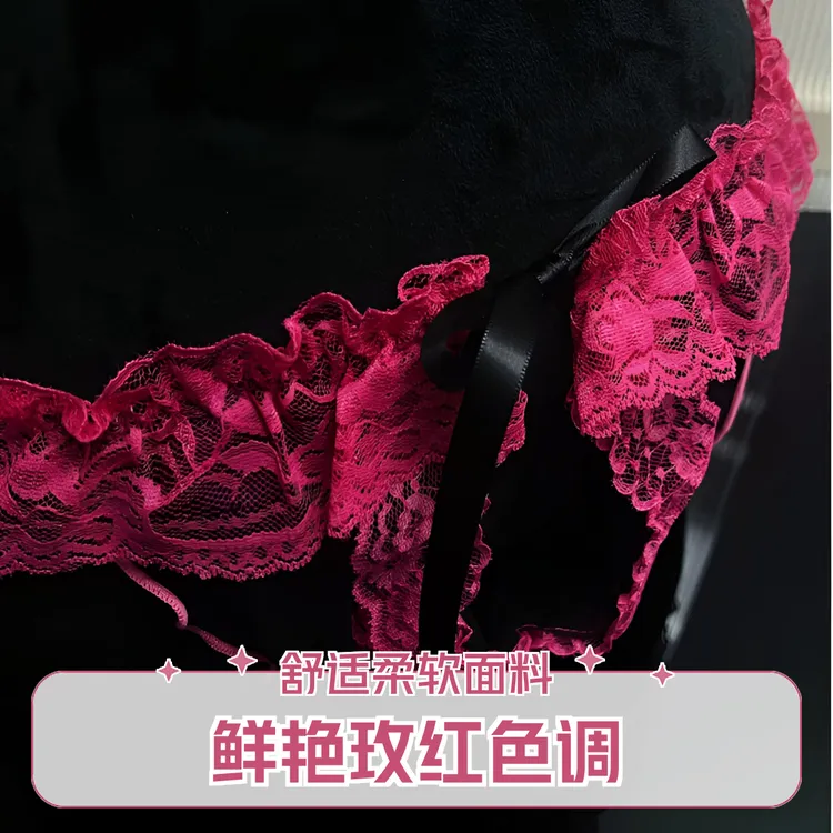 洛丽塔系带可爱又不失性感镂空网纱内裤个性撞色纯欲蕾丝女士内裤