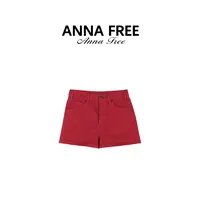 ANNA FREE 新款百搭时尚极简风红色夏季牛仔短裤ZCP25387