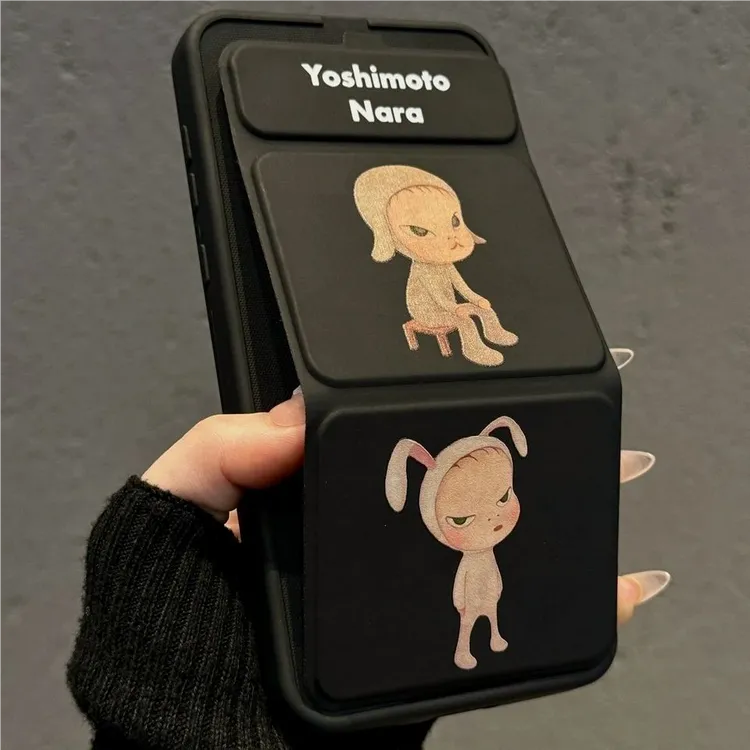 可爱奈良美智适用华为Mate70Pro壳折叠磁吸翻盖支架苹果17/16卡通