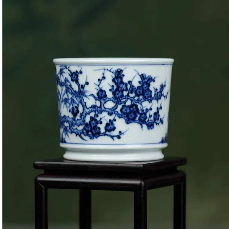 垂虹慕古景德镇高档陶瓷仿明永宣青花松竹梅岁寒三友荣天杯主人杯