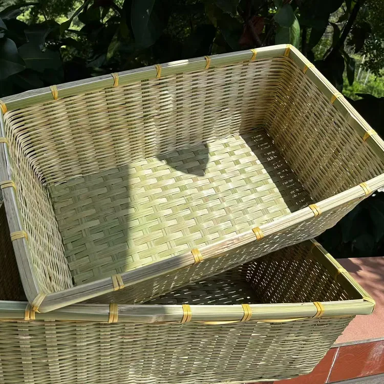 （定制）竹编竹制品竹青皮编织长方形竹筐零食收纳家用好物