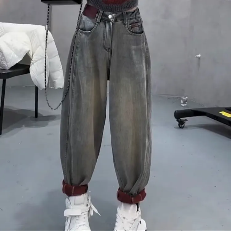 “新年战裤”加绒牛仔修荣老爹裤（裤长96-98左右）