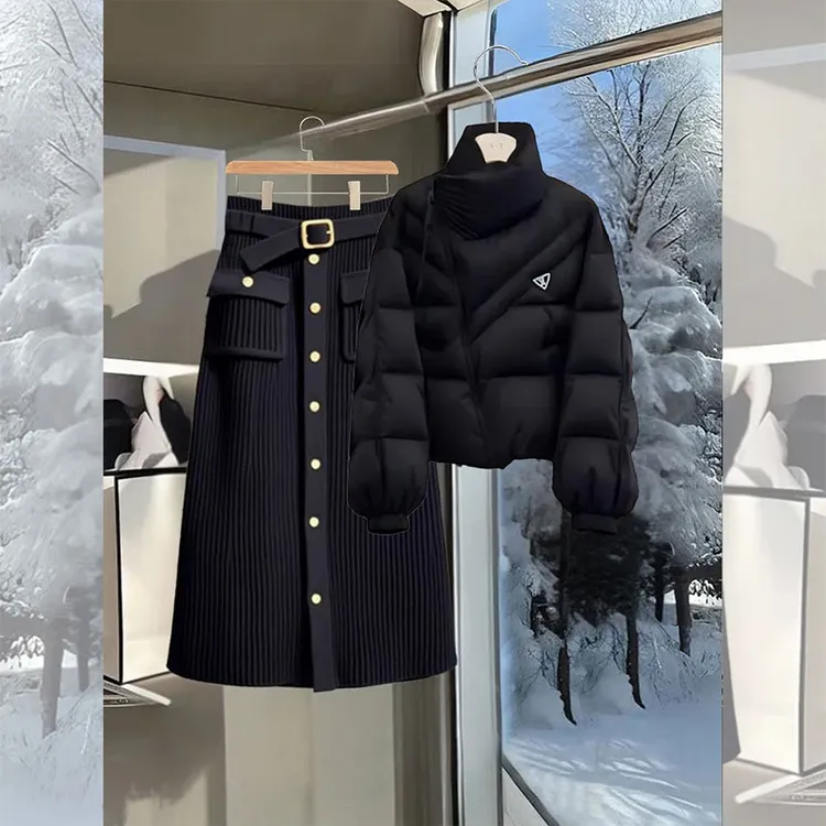 冬季2025新款棉服外套女时尚百搭设计感半身裙气质轻熟风两件套
