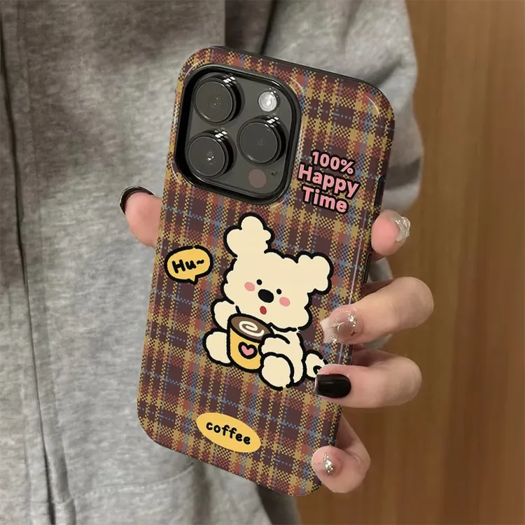 咖啡小狗菲林二合一适用苹果16/pro华为新款vivo小米15oppo手机壳