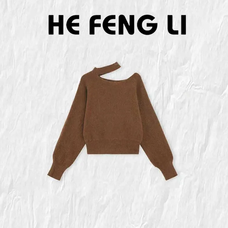 韩系独特漂亮纯色挂脖针织衫女2025秋冬新款气质优雅百搭显瘦毛衣