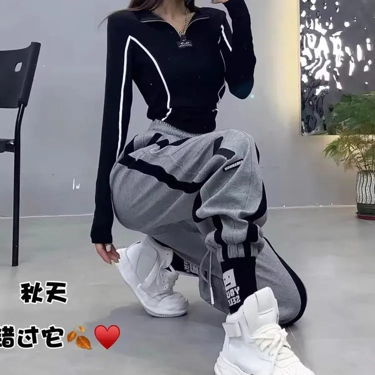 潮流束脚运动裤休闲裤女秋冬季2025新款设计感显瘦时尚束脚卫裤女