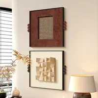 立体砂岩客厅装饰画法式中古风沙发背景墙组合画复古餐厅玄关挂画