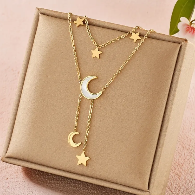 铜合金亚克力项链 钛钢百搭跨境时尚小众新款ins甜美项链