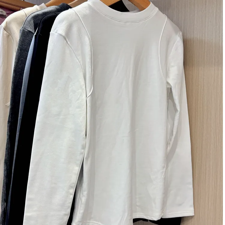 欧货女装2025冬季磨毛保暖长袖简约百搭t恤韩版打底衫套头
