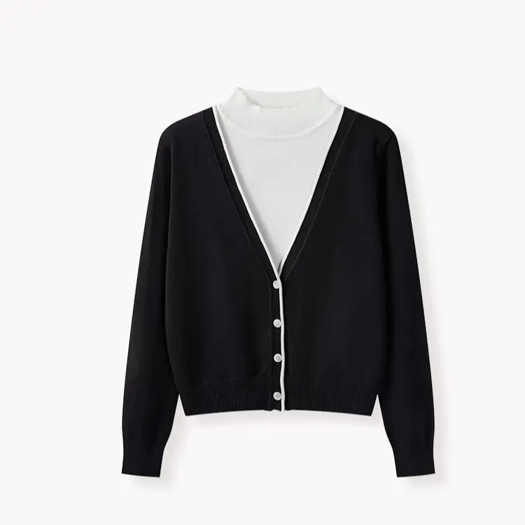 羊城故事假两件套头圆领毛针织衫百搭撞色内搭上衣Y51256565