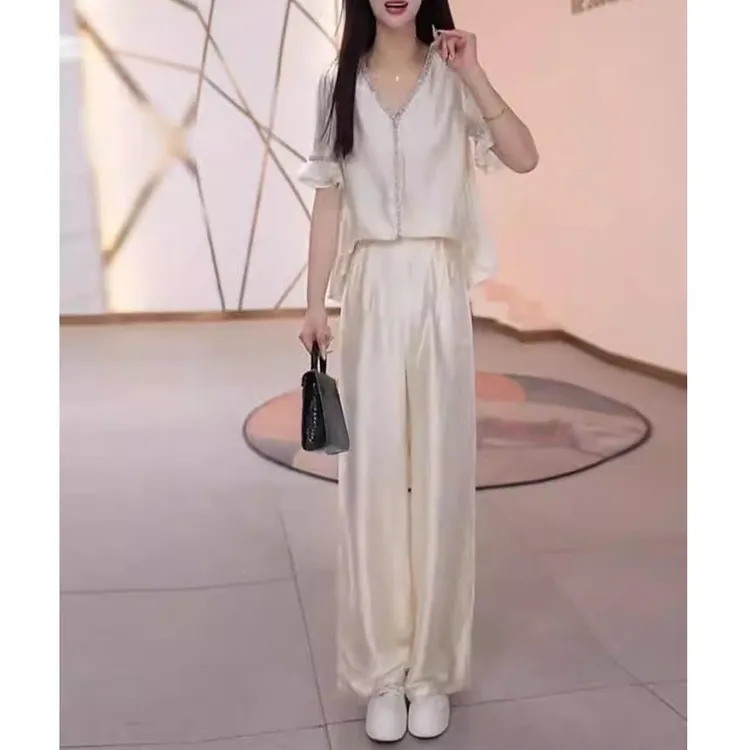 轻熟女装显瘦减龄休闲风法式套装时尚套装洋气森系短袖小香风气质