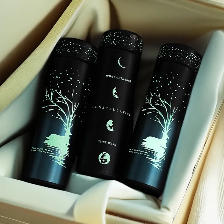 网红可爱创意星空夜光便携保温杯渐变色水杯子男士