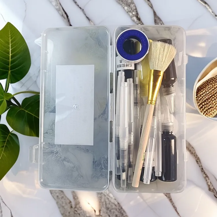 13件套6色纹理液岩板石材自来水画纹毛笔