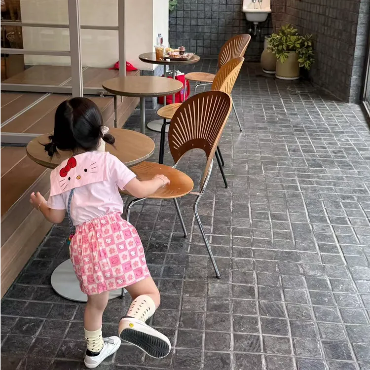 壹妈童装女童可爱套装夏季新款洋气女宝粉色海军领短袖kt猫半身裙