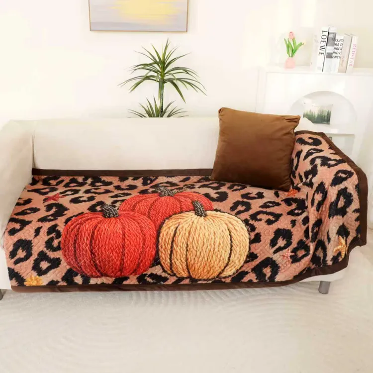 立体南瓜90*220沙发巾秋冬加绒居假日沙发垫单人床单通用多功能