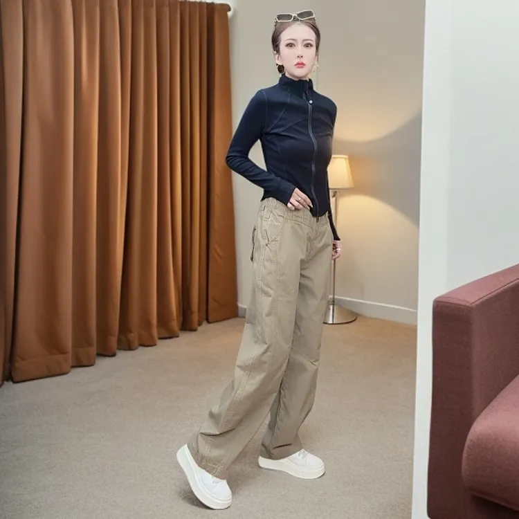 新款卡其色美式弯刀裤牛仔裤99118