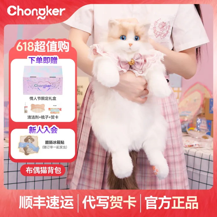 Chongker仿真布偶猫包猫咪毛绒玩偶春季踏春送女朋友闺蜜的背包商品图
