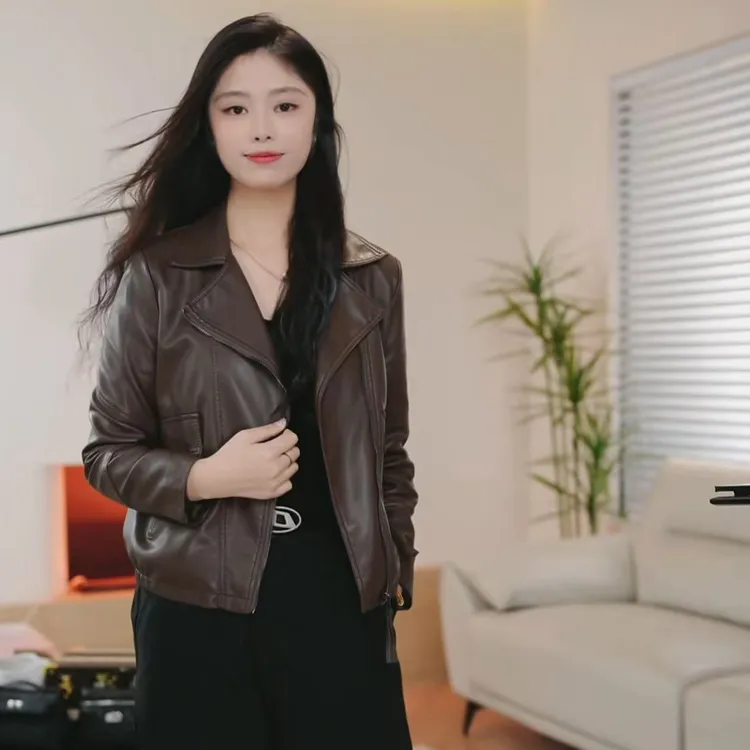 【免费试穿】2025秋季新款短款女士皮衣/修身显瘦/休闲时尚百搭8833