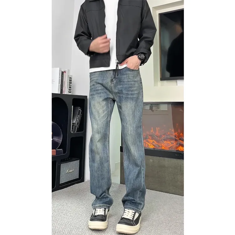 男款百搭牛仔裤秋季男裤2025新款潮牌宽松直筒复古高街显瘦长裤子