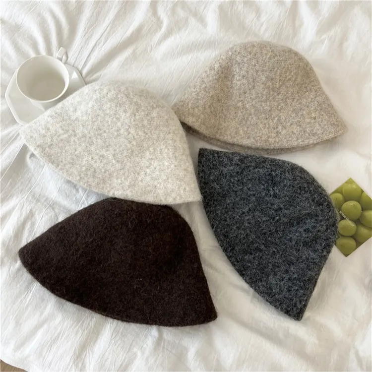 高级感老钱风气质羊毛混纺针织渔夫帽女秋冬百搭素颜显脸小盆帽潮