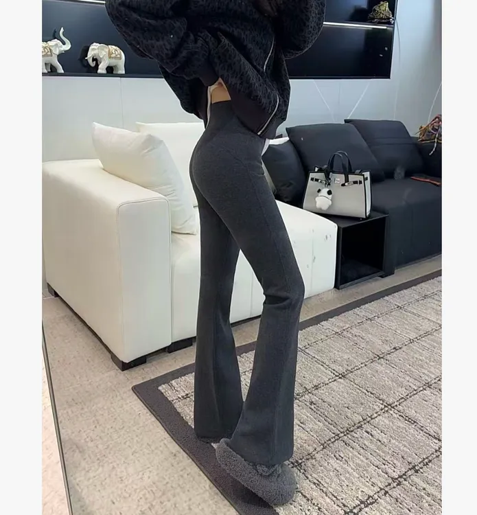 金三三【厚绒版本】2025冬季新款时尚休闲微喇芭比裤H6361