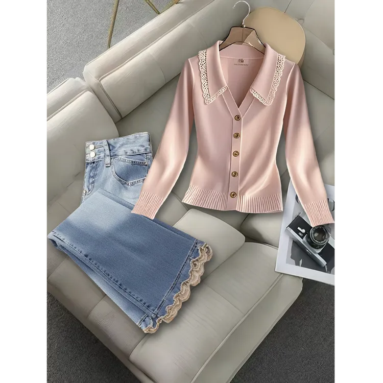 女生韩系ins衣服时尚穿搭一整套洋气减龄显瘦上衣高腰百搭直筒裤