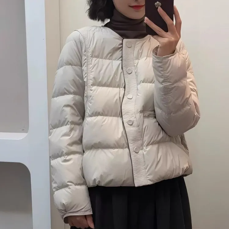 轻薄棉服女新款冬季爆款时尚洋气短款小个子圆领设计感宽松外套