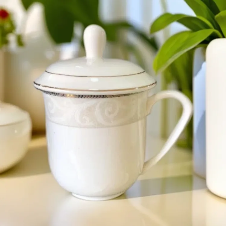 陶瓷带盖陶瓷杯子带盖子瓷杯子陶瓷水杯家庭日用男士中式泡茶杯
