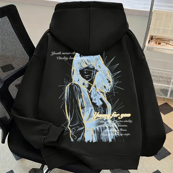 重磅500克纯棉电锯人三鹰朝动漫印花连帽卫衣时尚潮牌青春流行