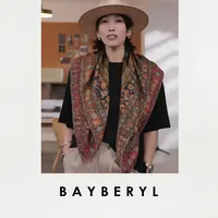 BAYBERYL老贝花色复古双面异色印花方形百搭丝巾9DD5F1821-6/18