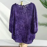 724 新款紫色蒲公英复古风中长款休闲风短款