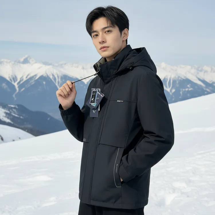 路易.华伦精选休闲风保暖外穿羽绒服秋冬加厚运动连帽不可拆8006