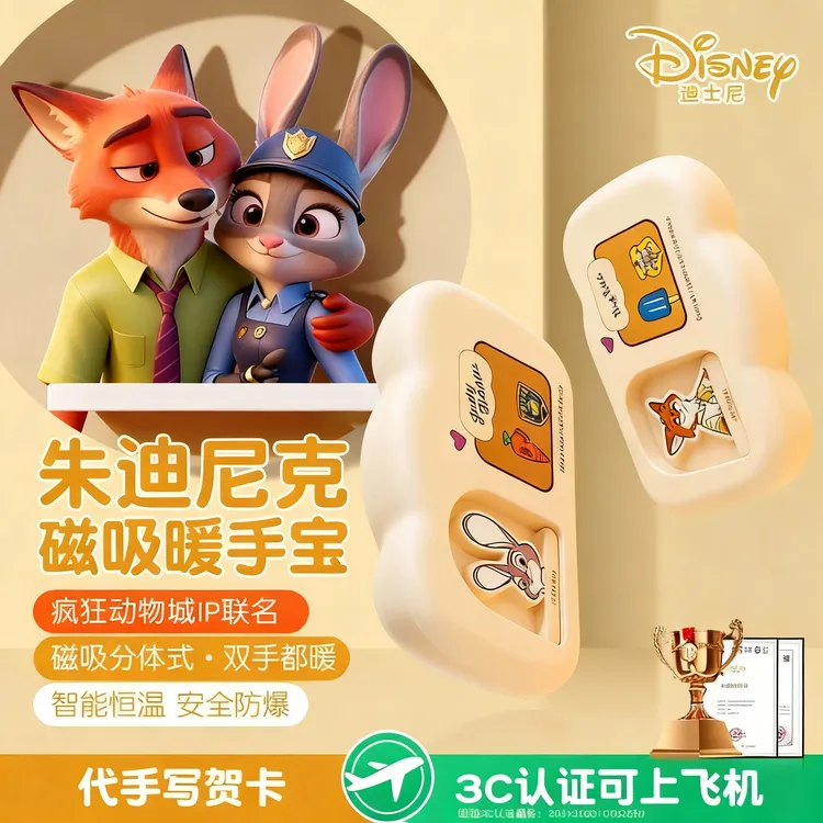 疯狂动物城二合一迪士尼暖手宝磁吸冬季暖宝宝速热生日礼物送女友