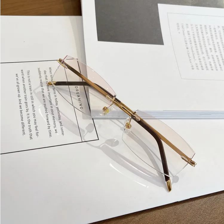 变色超轻眼镜男成品蓝光近视纯钛无框防雾防辐射度数钻石切边散光