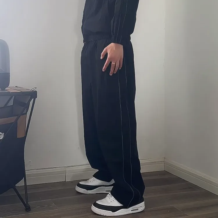 春夏新款百搭超薄透气轻量化直筒宽松快干弹力织带宽松运动休闲裤
