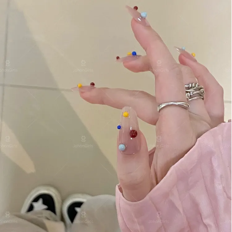 JohonGirls'/琴岛小嫚【甜豆星球】马卡龙手工穿戴甲缤纷少女风美甲