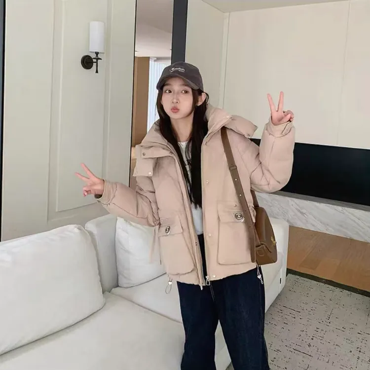 877衣长65冬季休闲连帽棉服宽松女减龄时尚棉衣加厚保暖棉袄外套