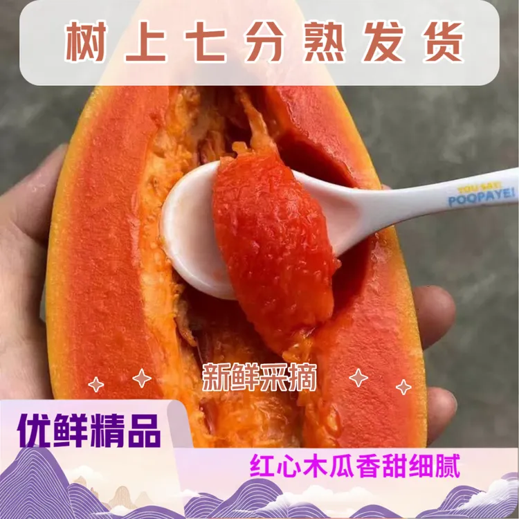 【新鲜红心木瓜】香甜细腻水果牛奶软糯果园直供自然树上半熟发货