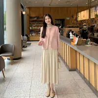 清 罗马假日 韩订单款秋冬针织百褶裙半身裙BSQ111