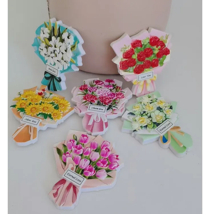 个性创意3D立体花束冰箱贴树脂材质家居装饰磁性贴