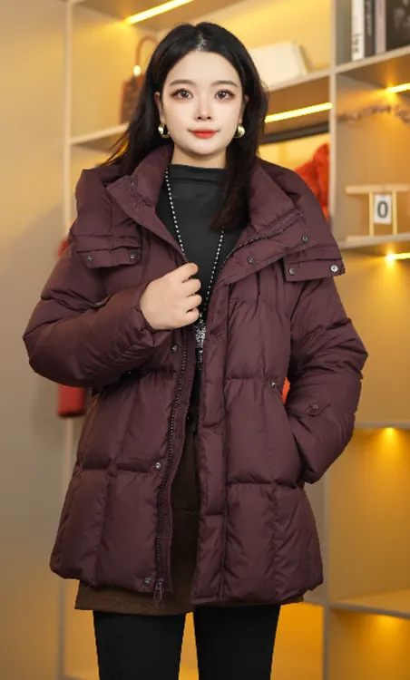 冬季新款女中长款2025年小个子气质收腰显瘦修身加厚白鸭绒羽绒服