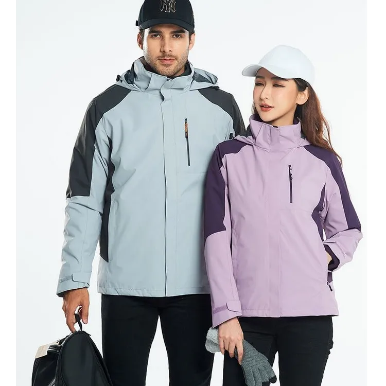 冲锋衣定制男女三合一户外秋冬可拆卸工装印字logo工作服外套防寒