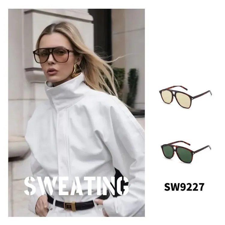 「SWEATING」宋佳同款复古飞行员大框素颜镜太阳镜气场全开女神必备