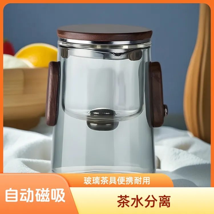 茶皇子玻璃飘逸杯户外露营磁吸茶具套装过滤泡茶杯茶水分离玻璃杯